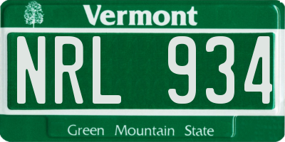 VT license plate NRL934