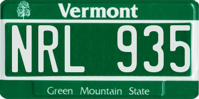 VT license plate NRL935