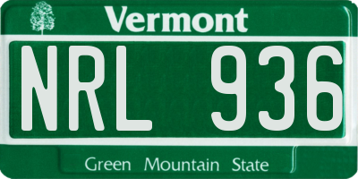 VT license plate NRL936