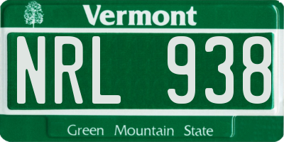 VT license plate NRL938
