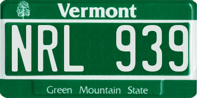 VT license plate NRL939
