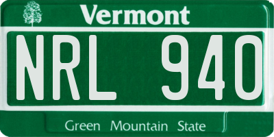 VT license plate NRL940