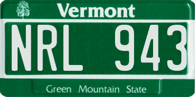 VT license plate NRL943