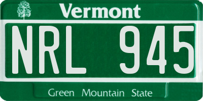 VT license plate NRL945