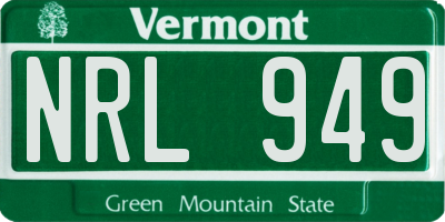 VT license plate NRL949