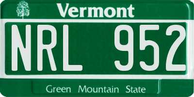 VT license plate NRL952
