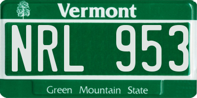 VT license plate NRL953