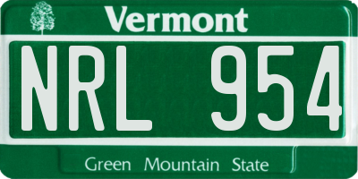 VT license plate NRL954