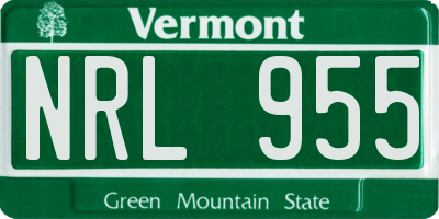 VT license plate NRL955