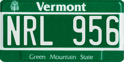 VT license plate NRL956