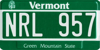 VT license plate NRL957