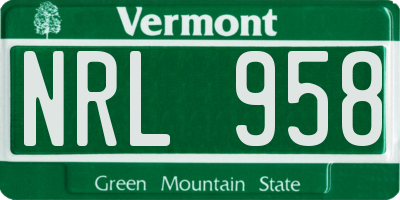 VT license plate NRL958