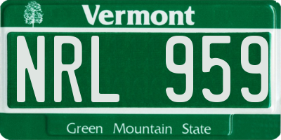 VT license plate NRL959
