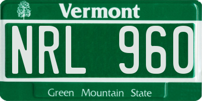 VT license plate NRL960