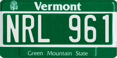 VT license plate NRL961