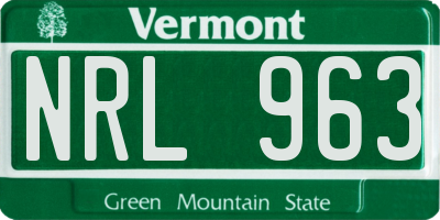 VT license plate NRL963