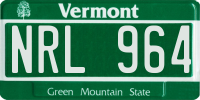 VT license plate NRL964