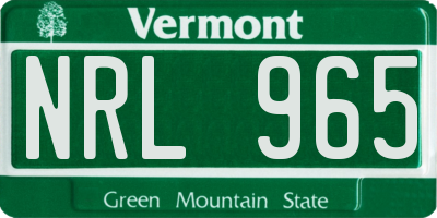 VT license plate NRL965