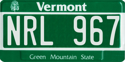VT license plate NRL967