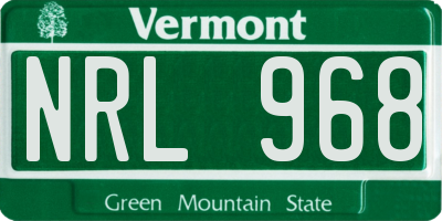 VT license plate NRL968