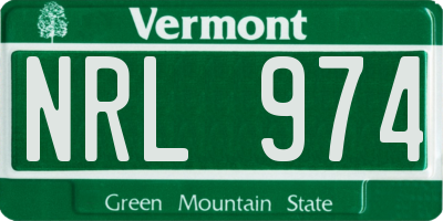 VT license plate NRL974