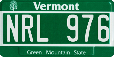 VT license plate NRL976