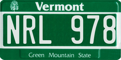 VT license plate NRL978