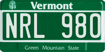 VT license plate NRL980