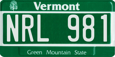 VT license plate NRL981