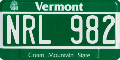 VT license plate NRL982