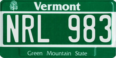 VT license plate NRL983