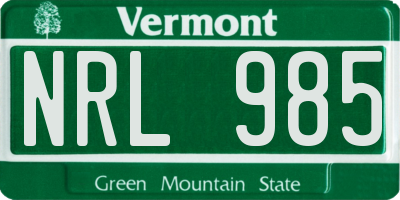VT license plate NRL985