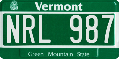 VT license plate NRL987