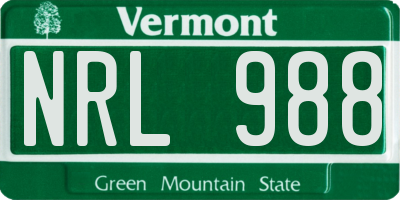 VT license plate NRL988