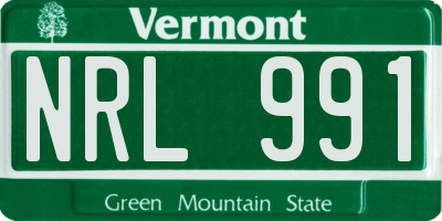 VT license plate NRL991