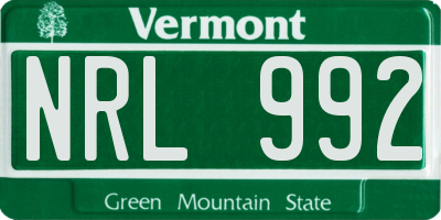 VT license plate NRL992