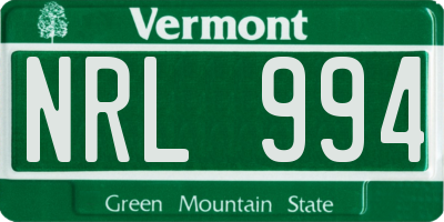VT license plate NRL994