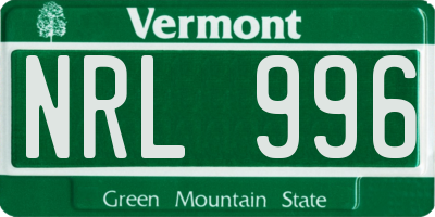 VT license plate NRL996