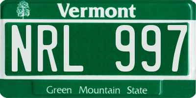 VT license plate NRL997