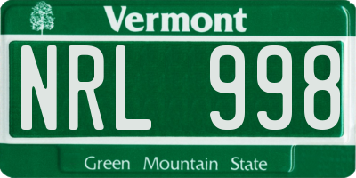 VT license plate NRL998