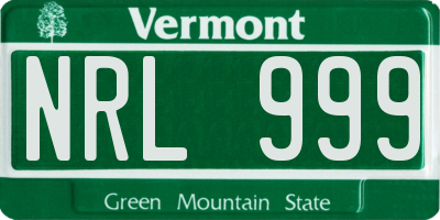 VT license plate NRL999
