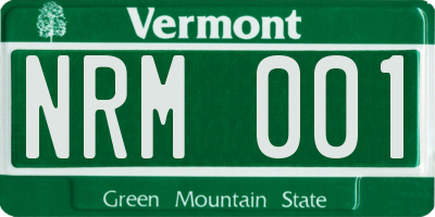 VT license plate NRM001