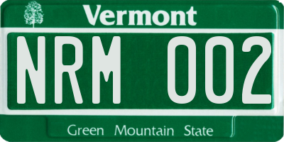 VT license plate NRM002