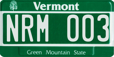 VT license plate NRM003