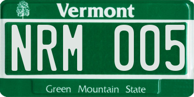 VT license plate NRM005