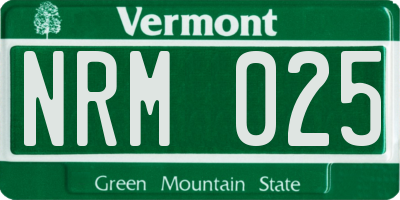 VT license plate NRM025