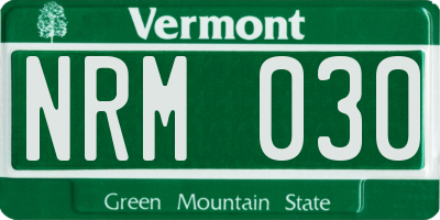 VT license plate NRM030