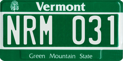 VT license plate NRM031