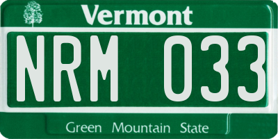 VT license plate NRM033