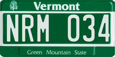 VT license plate NRM034
